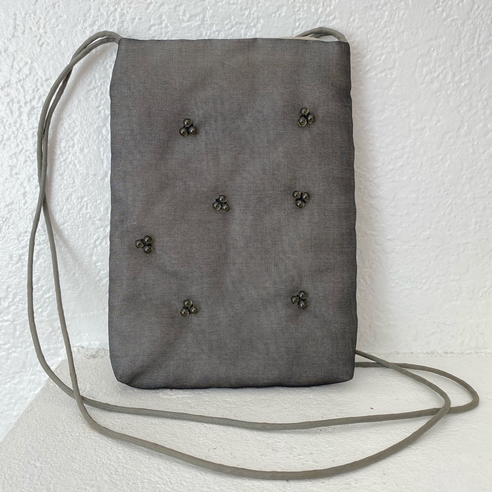 Vintage DKNY gray Y2K 90s dainty evening crossbody chiffon bag